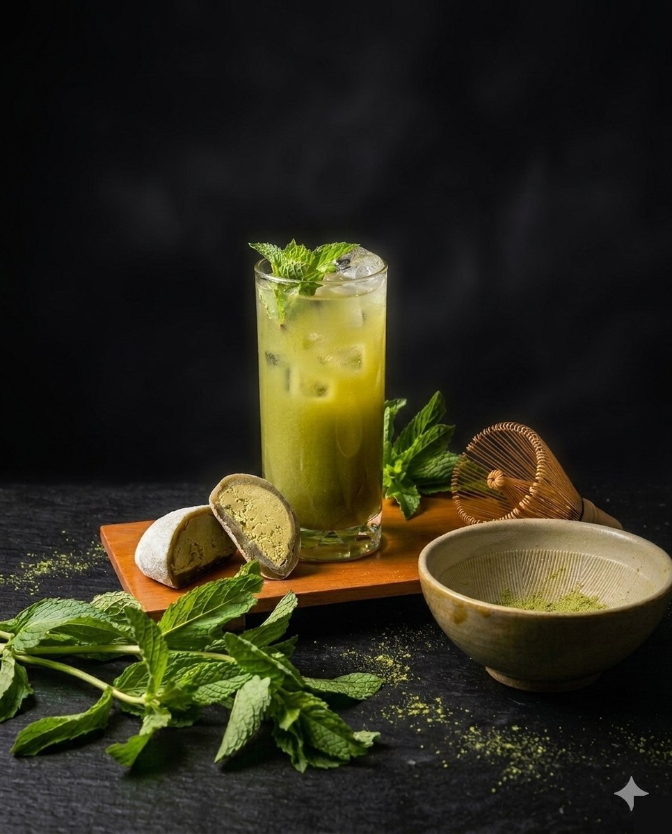 Cocktail de matcha con hierbabuena en Harakiri de Una